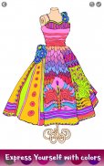 Girls Dress Color by Number - Adult Coloring Book screenshot 3