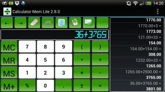 Calculator Mem Lite screenshot 2