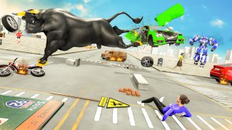 Angry Bull City Attack :Robot Shooting Game Free screenshot 0