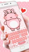 Pink Cute Hippo 키보드 백그라운드 screenshot 2
