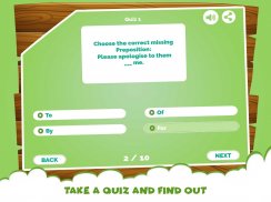 App Quiz sur les prépositions d'apprentissage screenshot 2