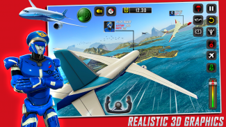 หุ่นยนต์นักบินเครื่องบินจำลอง - เกมเครื่องบิน screenshot 2