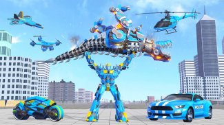 Flying Dino Robot Car Transform: Police Robot Game screenshot 0