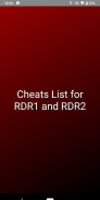 Cheat Codes List for RDR 1 and RDR 2 screenshot 0
