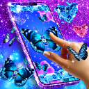 Blue glitz butterfly wallpaper