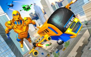 Flying Bus Robot Transform War: Robot Hero Game screenshot 1