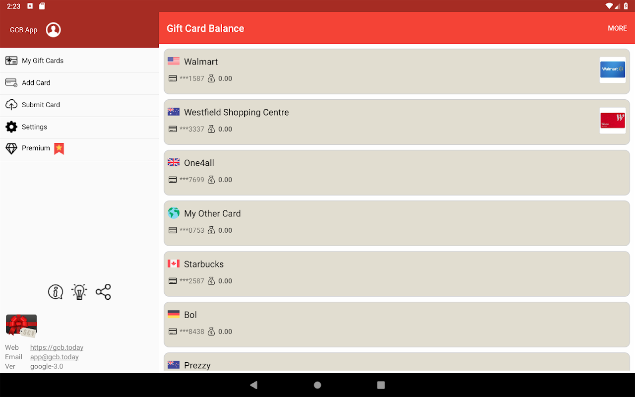 Gift Card Balance (balance check of gift cards)::Appstore for  Android