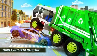 Flying Garbage Truck Robot Transform: Robot Games screenshot 2