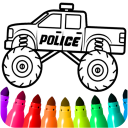 Glitter Coloring Book For Kids - Vehicles