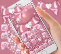 Rose Gold Shiny Diamond Pink Bow Glitter Theme screenshot 2