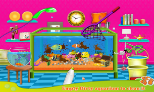 魚水族館の洗濯：ペットケア＆家のクリーニングゲーム screenshot 4