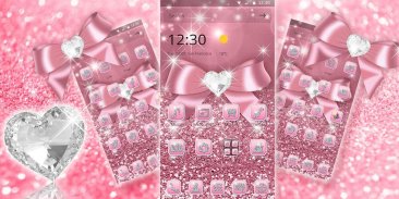 Rose Gold Shiny Diamond Pink Bow Glitter Theme screenshot 0