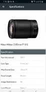 Lens List : Nikon Specifications and Reviews screenshot 1