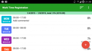 Work Time Registration screenshot 0