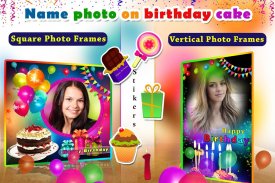 Name Photo on birthday cake: Photo Frames, wishes screenshot 0