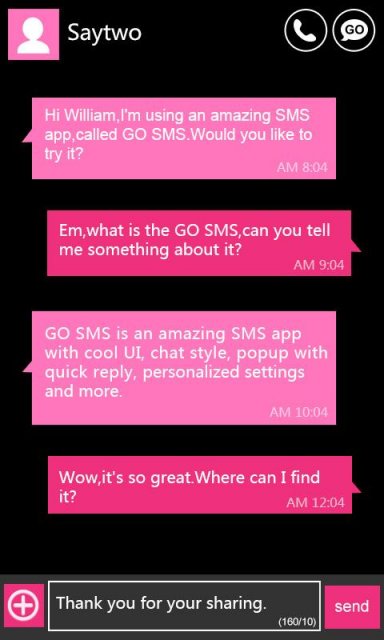GO SMS Pro WP8 PinK ThemeEX | Download APK for Android - Aptoide