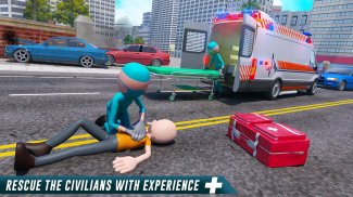 Stickman Ambulance Roof Jumping - Rooftop Stunts screenshot 2