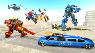 यूएस पुलिस व्हाइट टाइगर रोबोट कार ट्रांसफॉर्म गेम screenshot 2