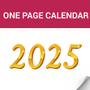 2025 One page calendar