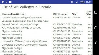 Canada Student Direct Stream colleges list screenshot 2