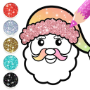 Christmas Coloring Book Glitter For Kids Icon