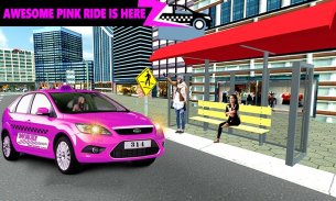 Pink Taxi Driving Game 3D screenshot 1