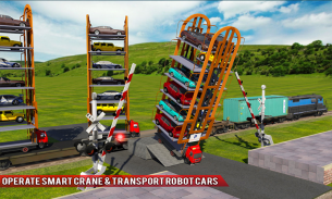 Robo Car Transform: Train Transport Smart Crane 3D screenshot 2