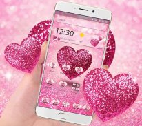 Pink Glitter Love Heart Theme screenshot 1