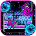 Neon Flower Butterfly Keyboard Theme