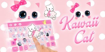 Cute Kawaii Kitty Pink Bow Keyboard Theme screenshot 2