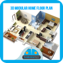 3D Modular Home Floor Plan Icon