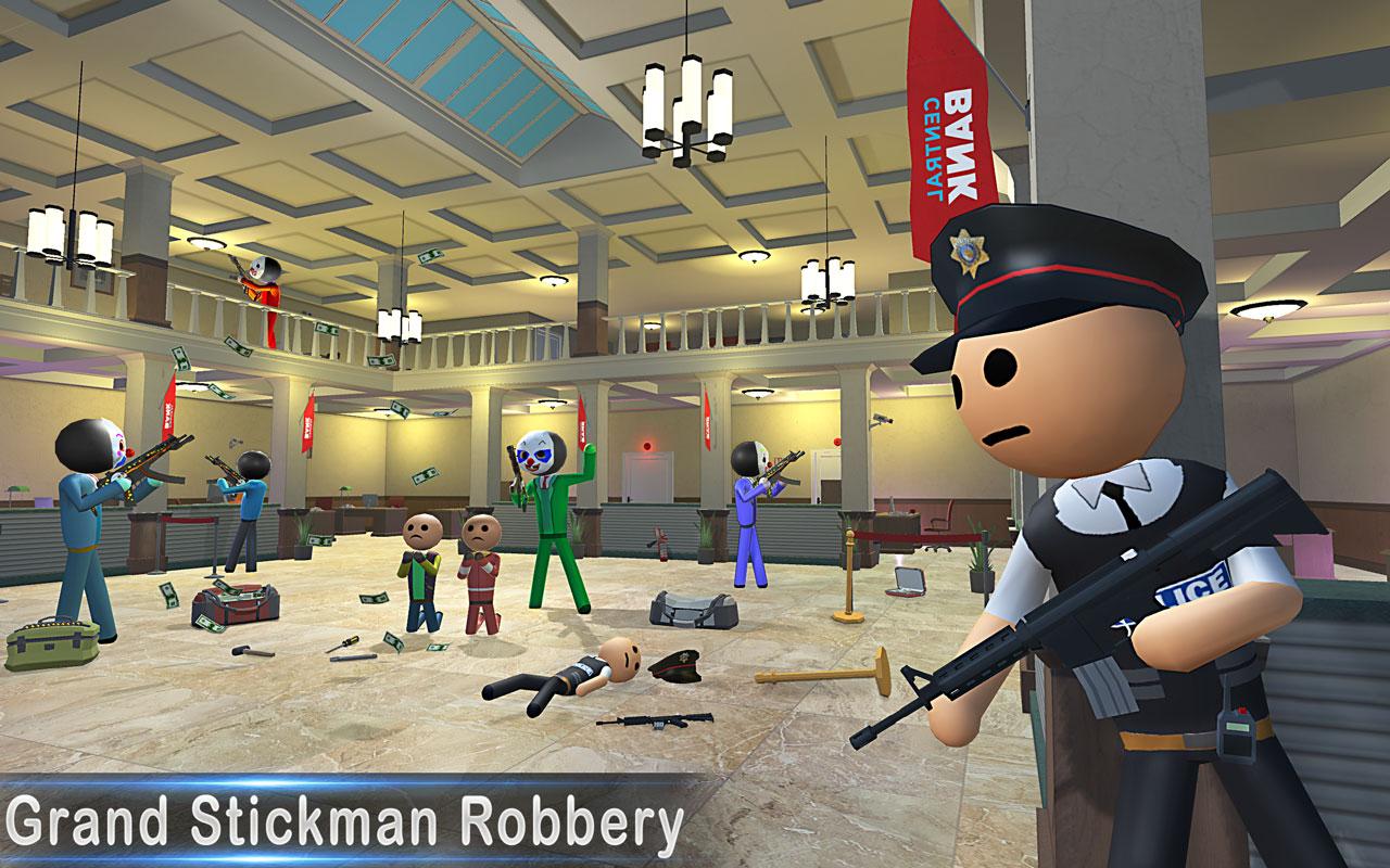 Stickman Bank Robbery NY Police Gun Shooting Games