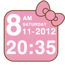 Pink Kitty bow Clock Widget Icon