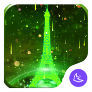 Neon Green Eiffel Tower-APUS Launcher theme screenshot 4