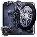 Motocicleta en el tema del camino Icon