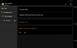 Camping List FREE screenshot 0