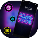 Neon light colorful wall kids zone theme