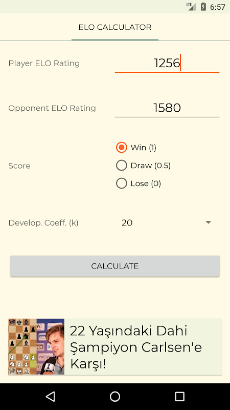 Elo Calculator  Elo Rating Calculator