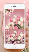 Girly Pink Tulip Keyboard Them screenshot 0