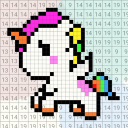 Pixel Unicorn: Zahlenfärbungs Icon