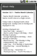 Twelve Month Calendar screenshot 2