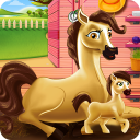 Pony and Newborn Baby Caring Icon