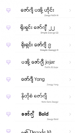 Myanmar font zawgyi one