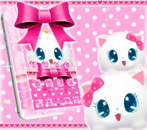 Cute Fluffy Kitten Pink Bow Theme screenshot 4