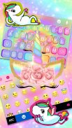 Rainbow Pink Rose Unicorn Keyboard Theme screenshot 3