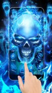 3D Blue Flaming Skull Theme Launcher screenshot 2