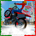 Pizza Delivery Moto Bike Rider Icon