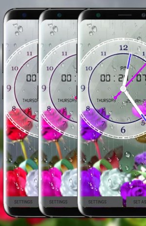Rose Analog Clock 3D: Rain Drop Live