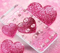 Pink Glitter Love Heart Theme screenshot 0