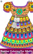 Girls Dress Color by Number - Adult Coloring Book screenshot 2